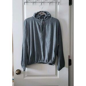 Tres Bien Women's Pullover Hoodie Sweater Long Sleeve Blue‎ Gray Drawstring Sz L